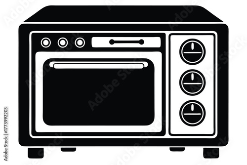 electric oven black and white silhouette on white background