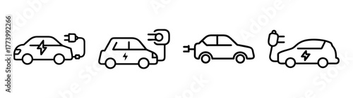 Electric car charging symbols representing sustainable transportation and green energy concepts