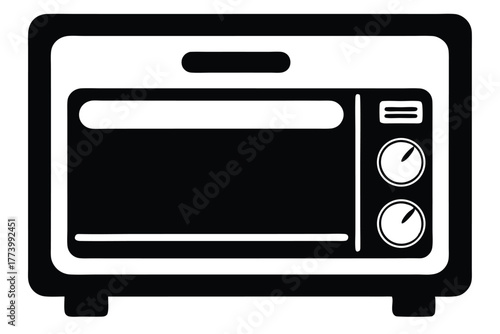electric oven black and white silhouette on white background
