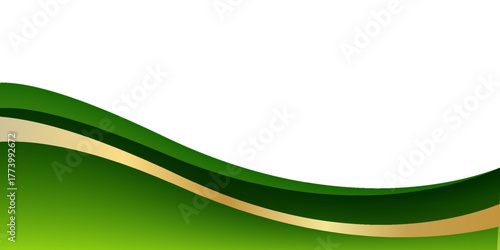 Abstract White and Green wave wide background banner