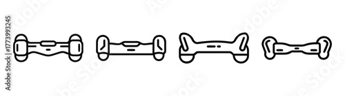 Row of four different hoverboard outlines in black ink on a for design concepts