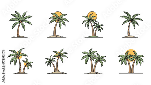 Palm Trees on the Beach Silhouette Vectors for Summer Tropical Paradise