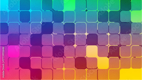 Abstract colorful squares pattern with rounded corners and a gradient background