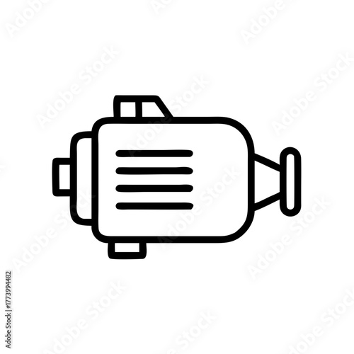 Electric Motor Industrial Equipment Line Icon - Minimal line icon of an electric motor, representing industrial machinery, mechanical power, energy conversion, and engineering equipment applications.
