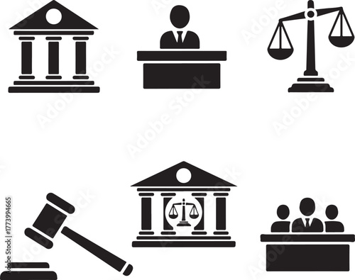 Collection of legal and justice icons