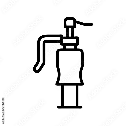 A minimalist illustration of a manual water pump commonly found in rural areas