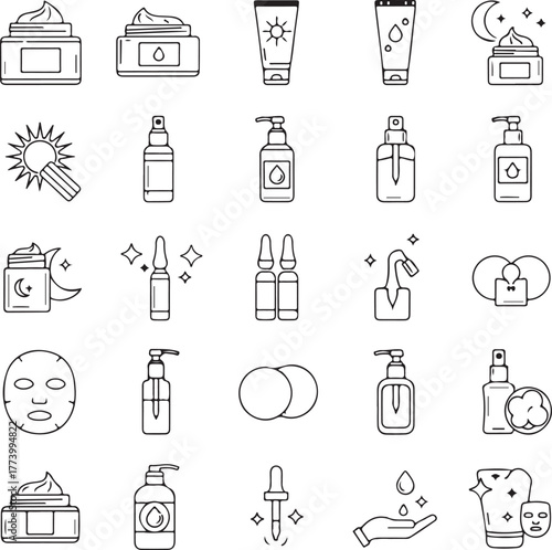 Collection of skincare product icons