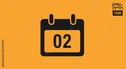 Minimalist calendar icon with date on orange background