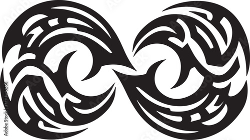 Stylized Tribal Infinity Symbol: Bold Black Graphic Element for