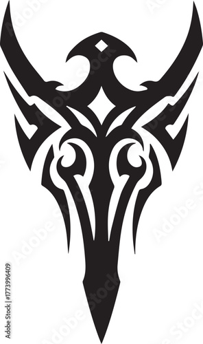 Striking Abstract Tribal Design: A Bold Symbol of Strength and H