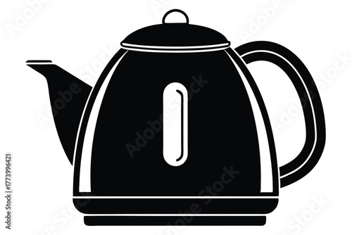 electric kettle black and white silhouette on white background