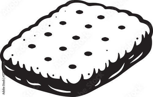 Stylized monochrome vector graphic of a cracker or biscuit illus