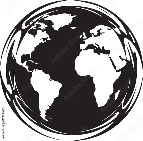 Stylized monochromatic globe graphic illustrating global interco