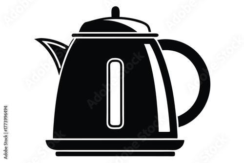 electric kettle black and white silhouette on white background