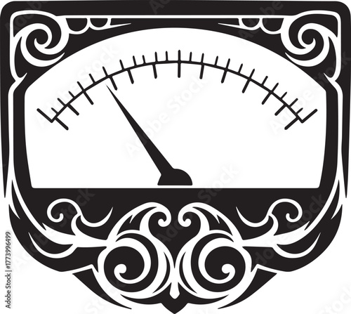 Ornate Decorative Voltage Meter Graphic with Tribal Tattoo Style