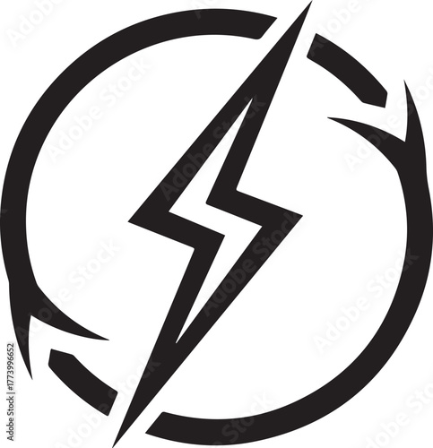 Abstract renewable energy with lightning bolt symbol in circular