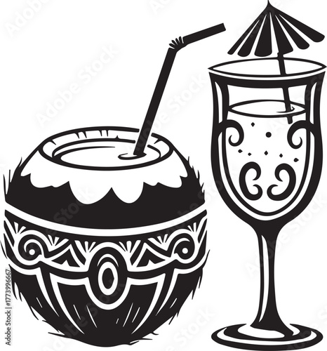 Artistic tropical escape: Graphic representation of refreshing b