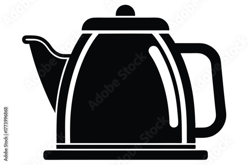 electric kettle black and white silhouette on white background