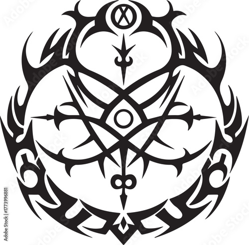 Intricate Tribal Emblem Featuring Abstract Geometric Patterns an