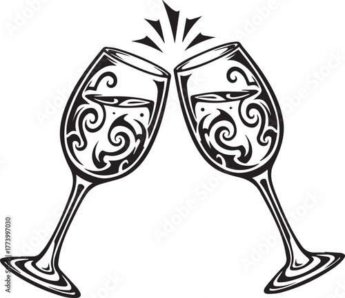 Elegant vector design showcasing celebration with two clinking w