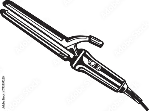 Stylized curling iron illustration, a beauty tool for hairdressi