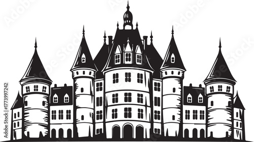 Detailed vector illustration showcasing a historic french chatea