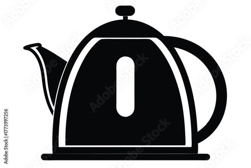 electric kettle black and white silhouette on white background