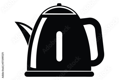 electric kettle black and white silhouette on white background