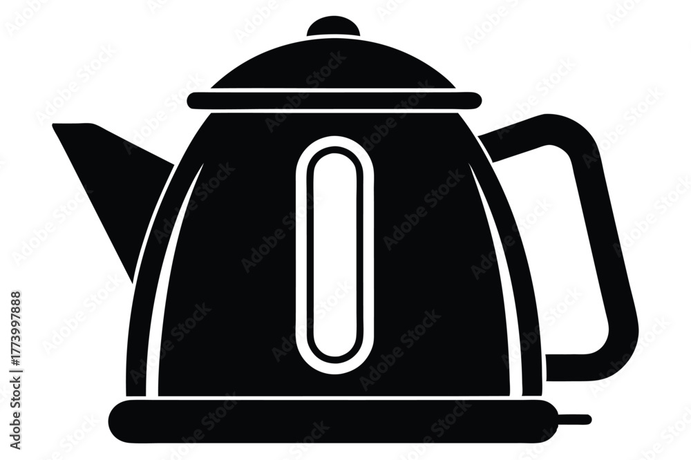 Fototapeta premium electric kettle black and white silhouette on white background