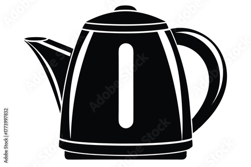 electric kettle black and white silhouette on white background