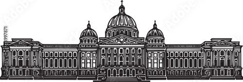 Detailed illustration of a grand neoclassical governmental build