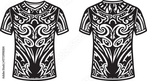 Detailed vector illustration of front and back tribal tattoo art