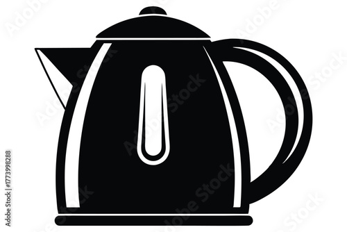 electric kettle black and white silhouette on white background