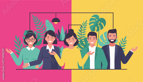 Diverse business team presenting or welcoming Professional group collaboration and human resources concept