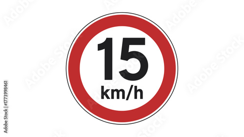 Speed limit sign indicating 15 kmh a vector illustration for traffic regulations and safety isolated on white