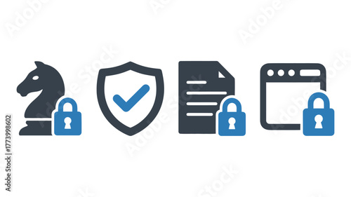 Set of security icons flat vector design elements isolated on white background for web and mobile apps