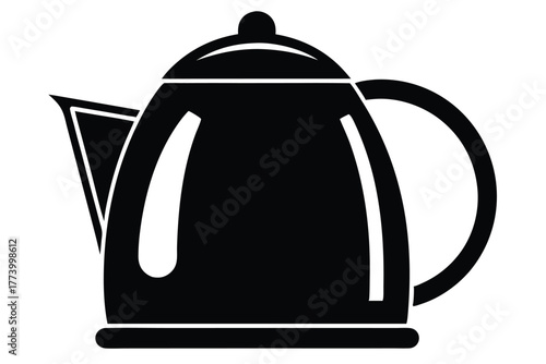 electric kettle black and white silhouette on white background