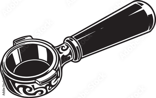 Detailed Black and White Illustration of an Espresso Coffee Tamp