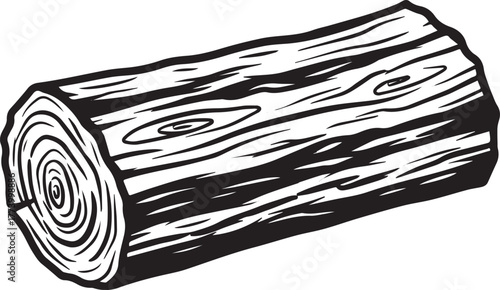 Monochrome wood block illustration showcasing concentric tree ri