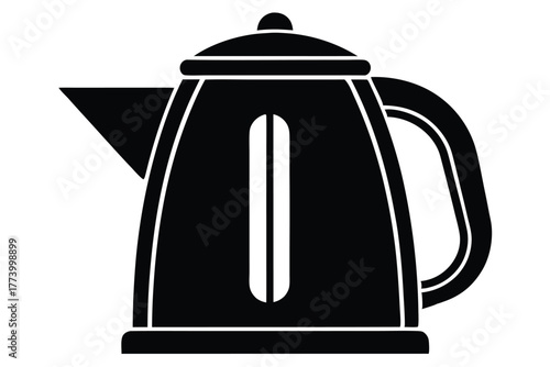 electric kettle black and white silhouette on white background