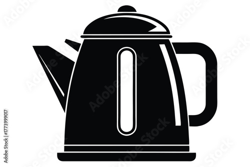 electric kettle black and white silhouette on white background