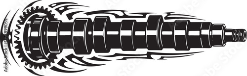 Intricate Tribal Camshaft Illustration Showcasing Mechanical Art