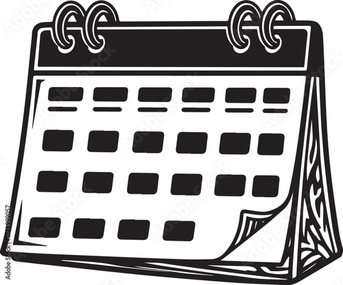 Monochrome calendar illustration with distinctive tribal tattoo