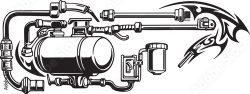 Intricate tribal fusion art: An abstract Fuel system and tattoo