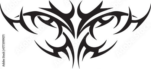 Stylized Black Tribal Tattoo Illustration for Heritage and Icono