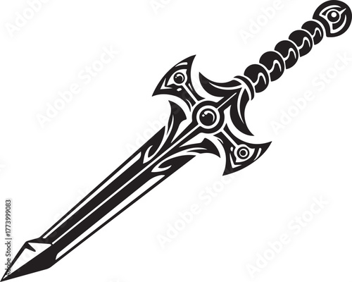 Tribal Sword Design: Intricate Vector Illustration of a Mythical