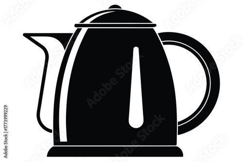 electric kettle black and white silhouette on white background