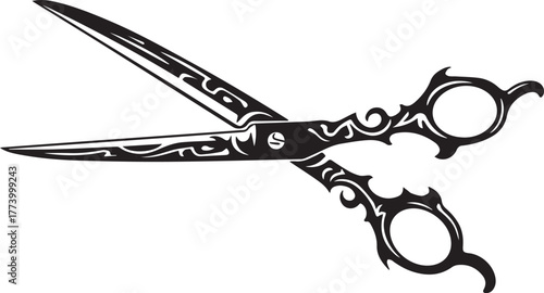 Ornate scissors vector illustration for crafting or hairstyling