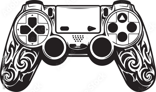 Intricate Tribal Tattoo Design Adorning a Modern Video Game Cont