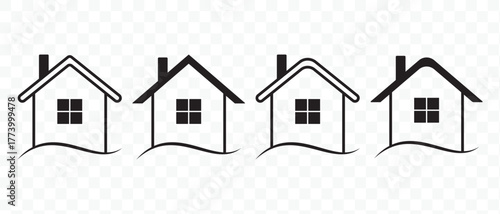 Simple home icon set. Line and solid style.